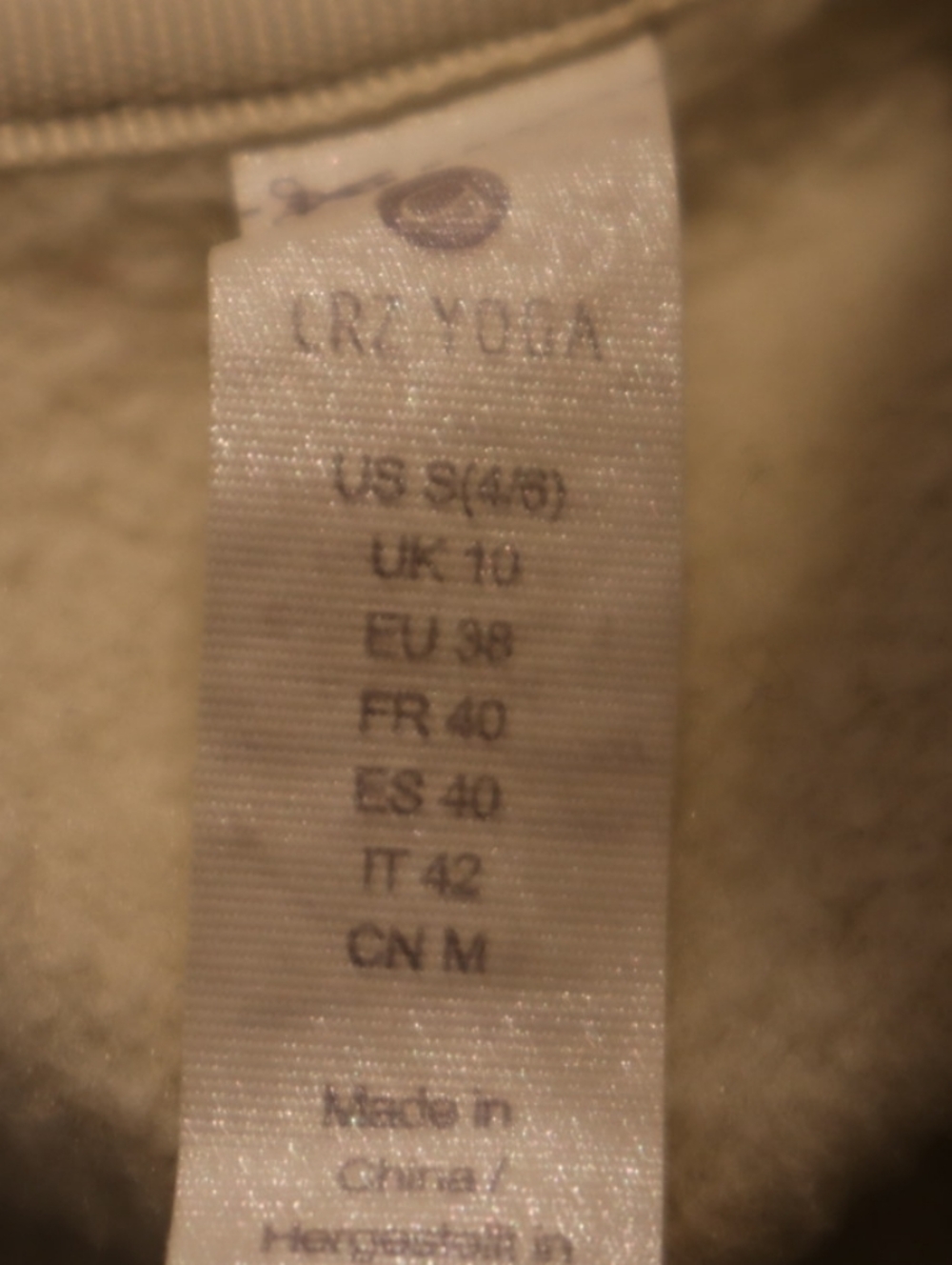 CRZ Yoga Fleece  Half Zip Pullover Sweatshirt Cream Size Small - Picture 8 of 9